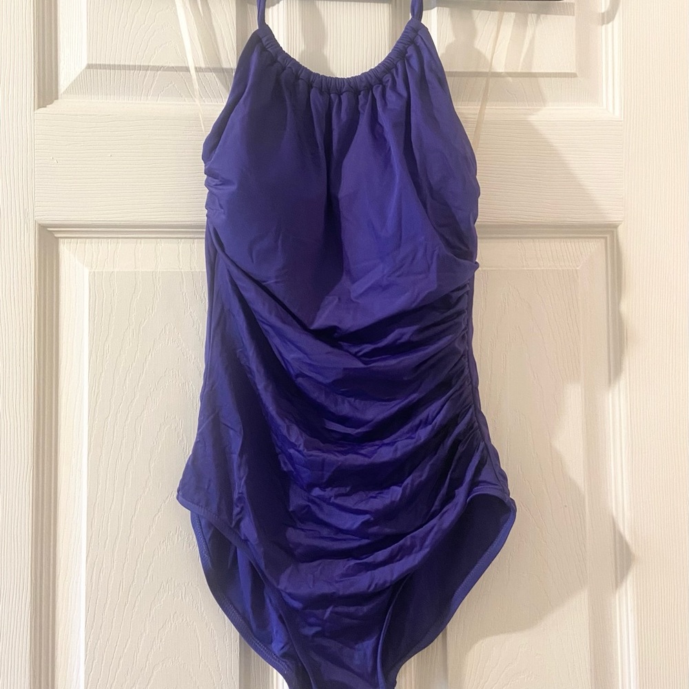 Women’s Badgley Mischka One-Piece Halter Bathing Suit.